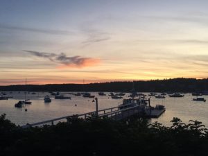 sunset over cove in Maine